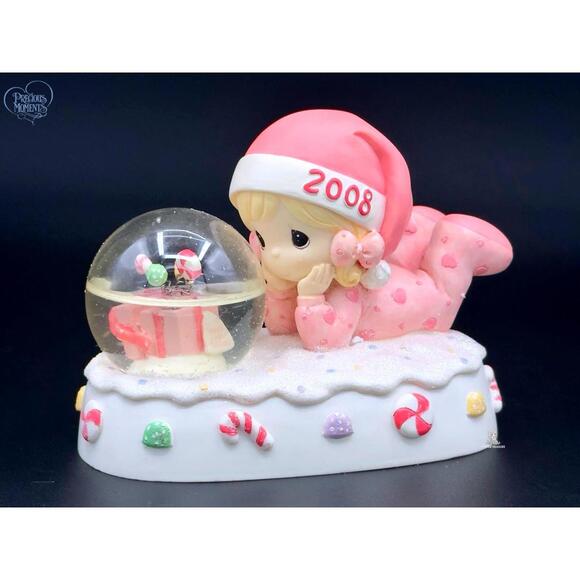 Precious Moments 2008 Gril With Christmas Snow Globe Figurine - Picture 1 of 4